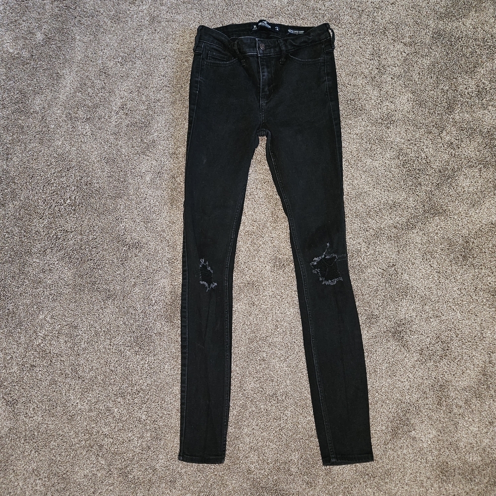 Hollister Black Mid Rise Super Skinny Jeans Sz 3 W26 L30